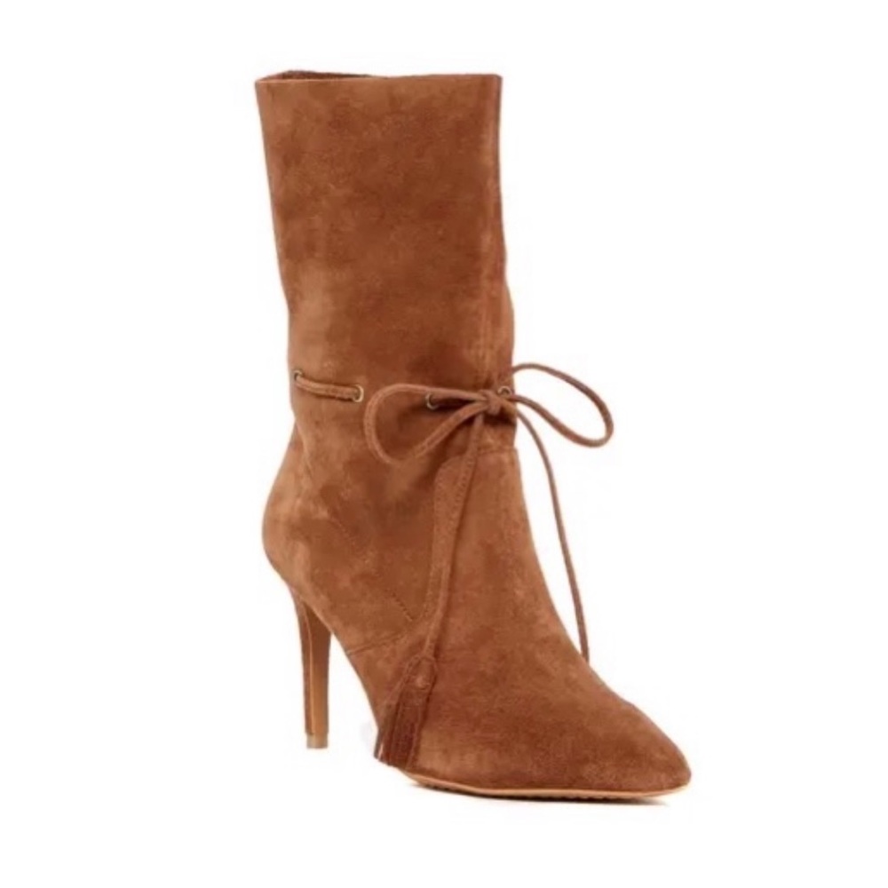 French Connection Rowdy Tan Suede Slouched Boots